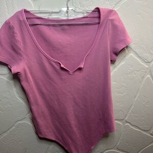 Aerie Pink Short Sleeve Bodysuit